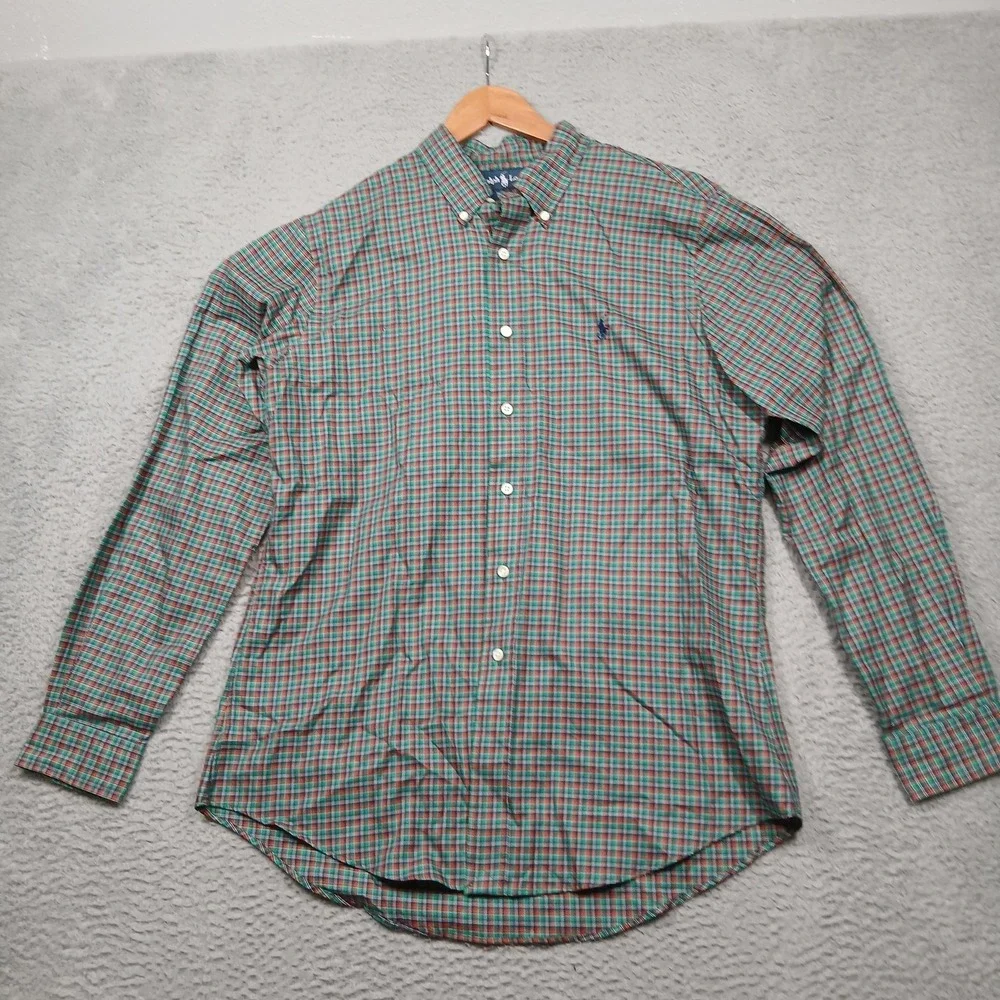 Ralph Lauren Shirt Mens Large Plaid Button‎ Down Custom Fit Long Sleeve Casual